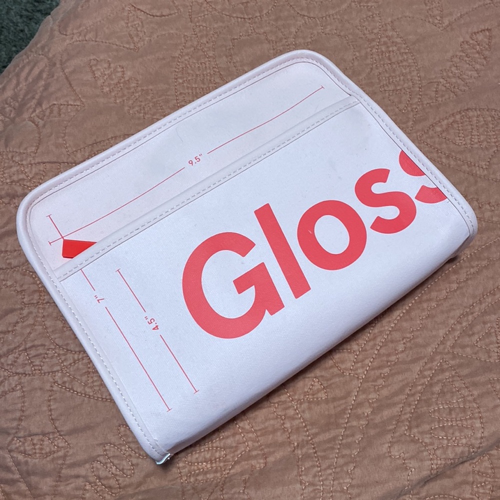 Pink Glossier makeup bag